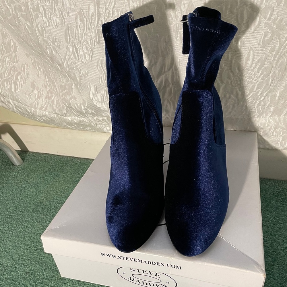 NEW Velour Navy Boots